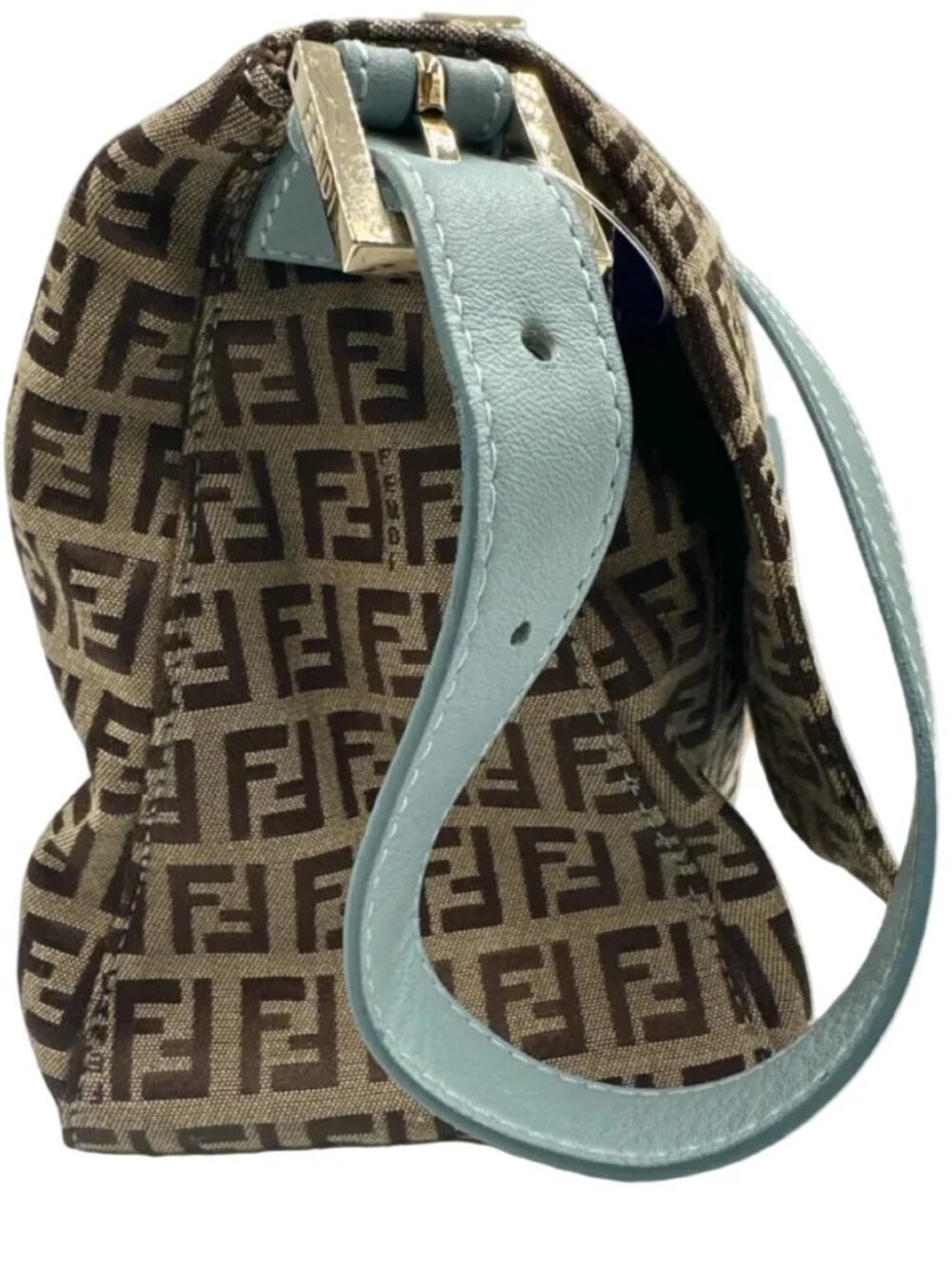 Vintage Fendi Zucchino Mamma Baguette Blue Brown - Picture 5 of 10